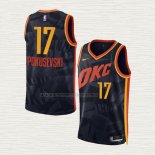 Camiseta Aleksej Pokusevski NO 17 Oklahoma City Thunder Ciudad 2023-24 Negro