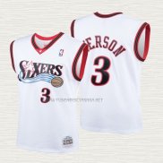 Camiseta Allen Iverson NO 3 Nino Philadelphia 76ers Mitchell & Ness 2000 Blanco