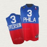 Camiseta Allen Iverson NO 3 Philadelphia 76ers Retro Azul Rojo