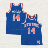 Camiseta Anthony Mason NO 14 New York Knicks Hardwood Classics Throwback Azul