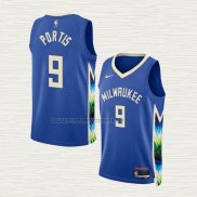Camiseta Bobby Portis NO 9 Milwaukee Bucks Ciudad 2022-23 Azul