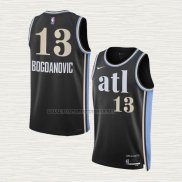 Camiseta Bogdan Bogdanovic NO 13 Atlanta Hawks Ciudad 2023-24 Negro