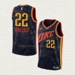 Camiseta Cason Wallace NO 22 Oklahoma City Thunder Ciudad 2023-24 Negro