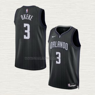 Camiseta Chuma Okeke NO 3 Orlando Magic Ciudad 2022-23 Negro