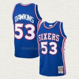 Camiseta Darryl Dawkins NO 53 Philadelphia 76ers Mitchell & Ness 1976-77 Azul