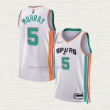 Camiseta Dejounte Murray NO 5 San Antonio Spurs Ciudad 2021-22 Blanco
