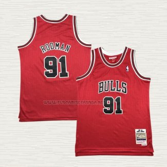 Camiseta Dennis Rodman NO 91 Nino Chicago Bulls Mitchell & Ness 1997-98 Rojo