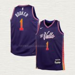 Camiseta Devin Booker NO 1 Nino Phoenix Suns Ciudad 2023-24 Violeta