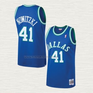 Camiseta Dirk Nowitzki NO 41 Dallas Mavericks Mitchell & Ness 1998-99 Azul