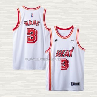 Camiseta Dwyane Wade NO 3 Miami Heat Classic 2022-23 Blanco