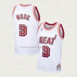 Camiseta Dwyane Wade NO 3 Miami Heat Hardwood Classics Blanco