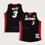 Camiseta Dwyane Wade NO 3 Miami Heat Mitchell & Ness Autentico 2012-13 Negro