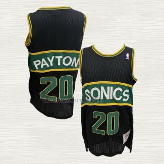 Camiseta Gary Payton NO 20 Seattle SuperSonics Mitchell & Ness 1994-95 Negro