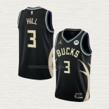 Camiseta George Hill NO 3 Milwaukee Bucks Statement 2022-23 Negro