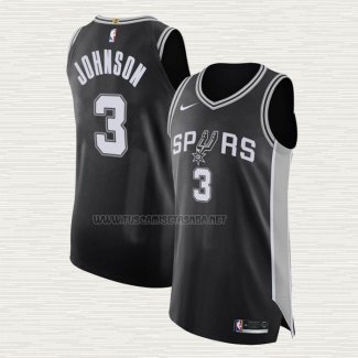 Camiseta Keldon Johnson NO 3 San Antonio Spurs Icon Autentico Negro