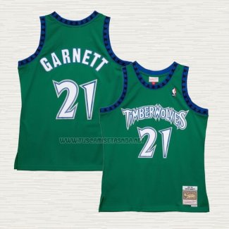 Camiseta Kevin Garnett NO 21 Nino Minnesota Timberwolves Hardwood Classics Throwback 1997-98 Verde