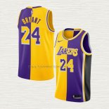 Camiseta Kobe Bryant NO 24 Los Angeles Lakers Split Amarillo Violeta