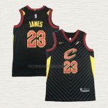Camiseta LeBron James NO 23 Cleveland Cavaliers Retro Negro