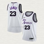 Camiseta LeBron James NO 23 Los Angeles Lakers Ciudad 2022-23 Blanco