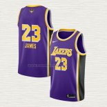 Camiseta Lebron James NO 23 Los Angeles Lakers Statement 2020 Final Bound Violeta