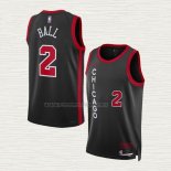 Camiseta Lonzo Ball NO 2 Chicago Bulls Ciudad 2023-24 Negro