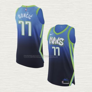 Camiseta Luka Doncic NO 77 Dallas Mavericks Ciudad Autentico Azul