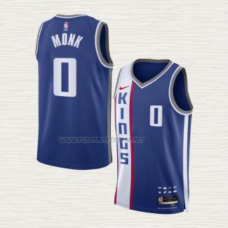 Camiseta Malik Monk NO 0 Sacramento Kings Ciudad 2023-24 Azul