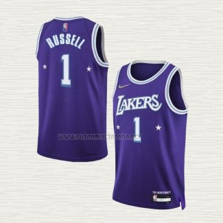 Camiseta NO 1 Los Angeles Lakers Ciudad 2021-22 Violeta D'Angelo Russell