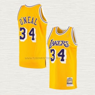 Camiseta NO 34 Los Angeles Lakers Mitchell & Ness 1996-97 Amarillo Shaquille O'Neal