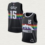 Camiseta Nikola Jokic NO 15 Denver Nuggets Ciudad 2019-20 Negro