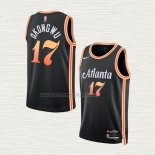 Camiseta Onyeka Okongwu NO 17 Atlanta Hawks Ciudad 2022-23 Negro