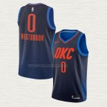 Camiseta Russell Westbrook NO 0 Oklahoma City Thunder Statement Azul