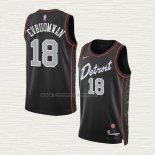 Camiseta Tosan Evbuomwan NO 18 Detroit Pistons Ciudad 2023-24 Negro