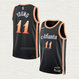 Camiseta Trae Young NO 11 Atlanta Hawks Ciudad 2022-23 Negro