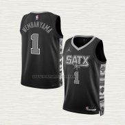 Camiseta Victor Wembanyama NO 1 Nino San Antonio Spurs Statement 2022-23 Negro