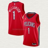 Camiseta Zion Williamson NO 1 New Orleans Pelicans Statement 2020-21 Rojo