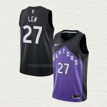 Camiseta Alex Len NO 27 Toronto Raptors Earned 2020-21 Negro Violeta