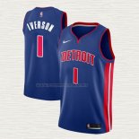 Camiseta Allen Iverson NO 1 Detroit Pistons Icon Azul