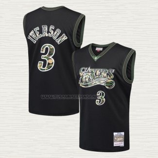 Camiseta Allen Iverson NO 3 Philadelphia 76ers Camuflaje Verde