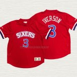 Camiseta Allen Iverson NO 3 Philadelphia 76ers Manga Corta Rojo