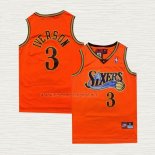 Camiseta Allen Iverson NO 3 Philadelphia 76ers Retro Naranja