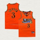 Camiseta Allen Iverson NO 3 Philadelphia 76ers Retro Naranja