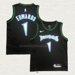 Camiseta Anthony Edwards NO 1 Minnesota Timberwolves Hardwood Classics Throwback Negro