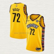 Camiseta Biggie NO 72 Brooklyn Nets Ciudad 2020-21 Amarillo