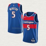 Camiseta Cassius Winston NO 5 Washington Wizards Ciudad 2021-22 Azul