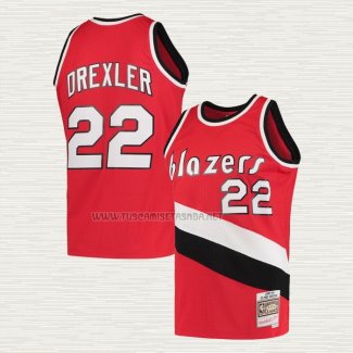 Camiseta Clyde Drexler NO 22 Portland Trail Blazers Hardwood Classics Throwback 1983-84 Rojo