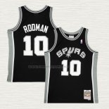 Camiseta Dennis Rodman NO 10 San Antonio Spurs Mitchell & Ness 1993-94 Negro