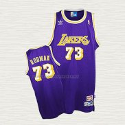 Camiseta Dennis Rodman NO 73 Los Angeles Lakers Retro Violeta