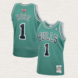 Camiseta Derrick Rose NO 1 Chicago Bulls Mitchell & Ness 2008-09 Verde