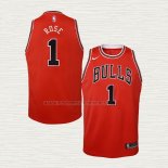 Camiseta Derrick Rose NO 1 Nino Chicago Bulls Icon Rojo